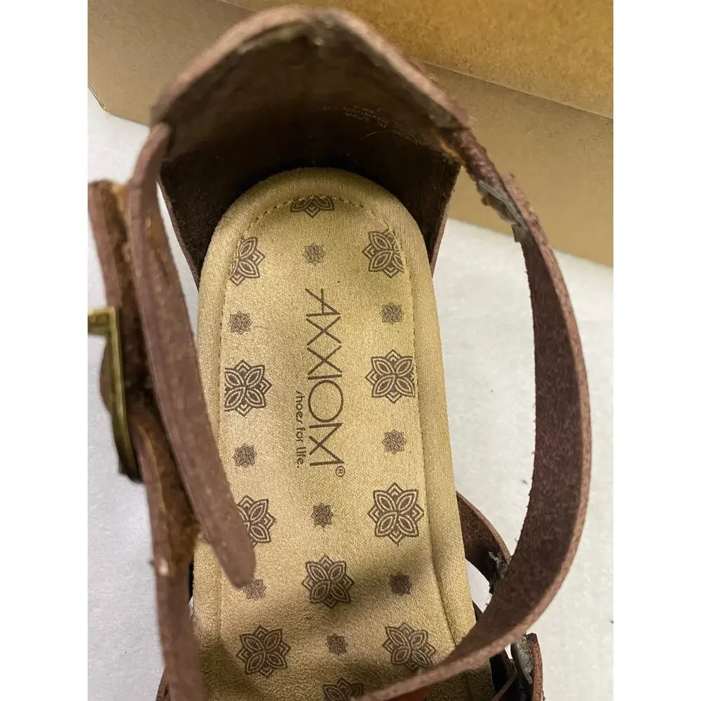 Axxiom Naomi Brown Strappy Wedge‎ Sandals Size 7